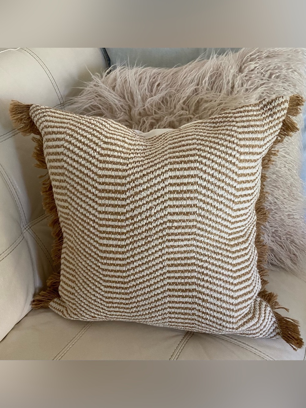 Bouclair Chevron Fringe Throw Pillow